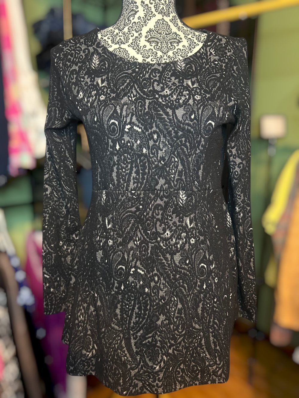 A Pea in the Pod Black Lace-Effect Post Maternity Or Maternity Tunic Top